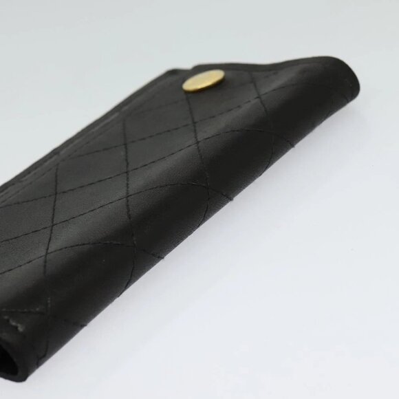 CHANEL Chain Wallet Lamb Skin Black Gold CC Auth bs26777 - Picture 7 of 15